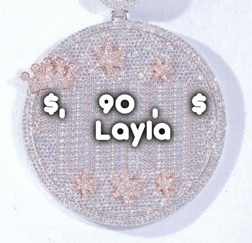 CUSTOM LETTER NECKLACE 3D BIG CROWN DISC