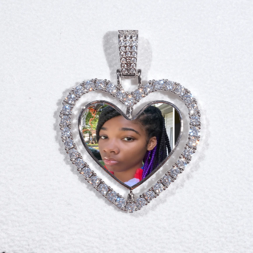 3D Spinning 2-Faced Heart Custom Picture Pendant