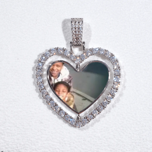 3D Spinning 2-Faced Heart Custom Picture Pendant