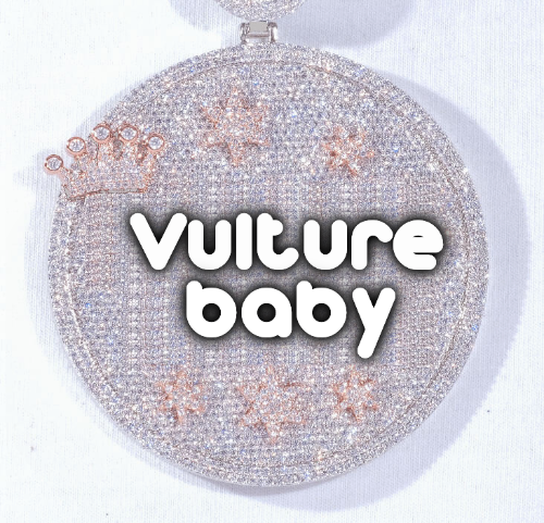 CUSTOM LETTER NECKLACE 3D BIG CROWN DISC