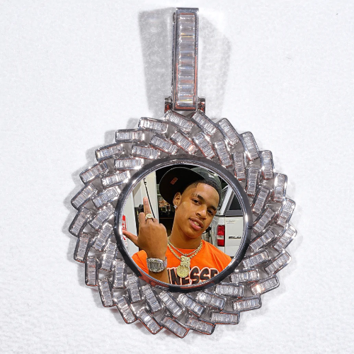 Large 3D Baguette Custom Picture Pendant