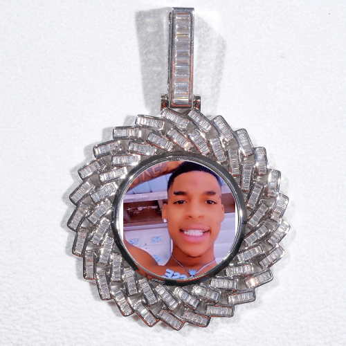 Large 3D Baguette Custom Picture Pendant