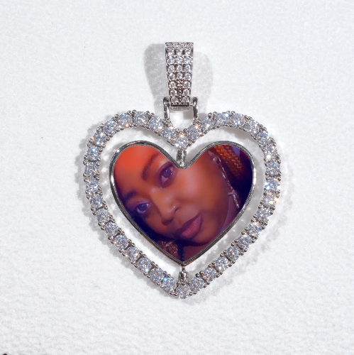 3D Spinning 2-Faced Heart Custom Picture Pendant