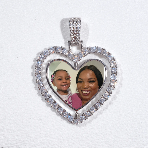 3D Spinning 2-Faced Heart Custom Picture Pendant