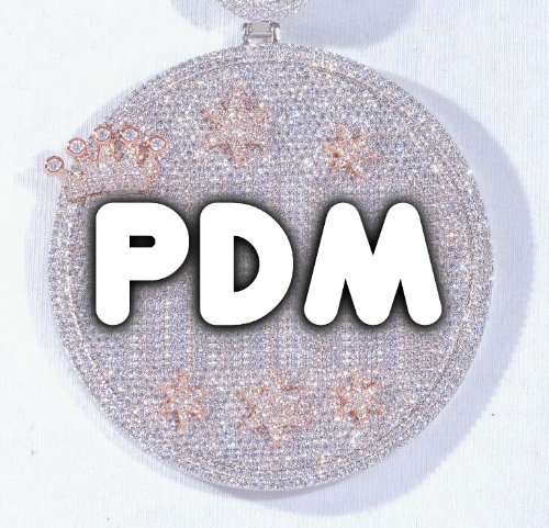 CUSTOM LETTER NECKLACE 3D BIG CROWN DISC