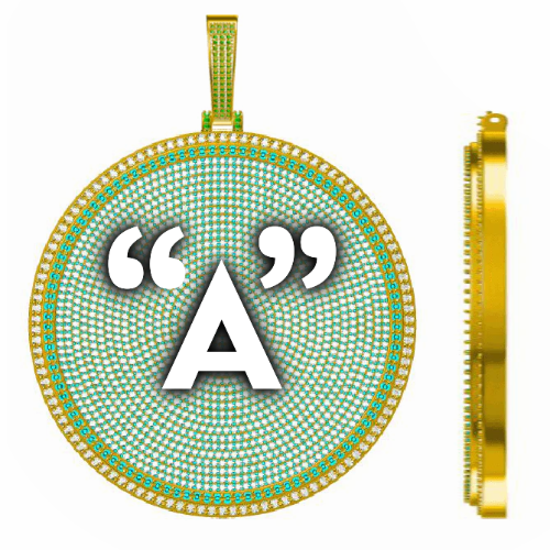 CUSTOM LETTER NECKLACE 3D BIG DISC