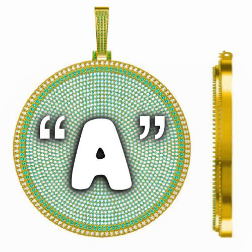 CUSTOM LETTER NECKLACE 3D BIG DISC