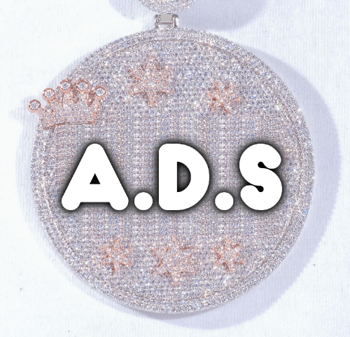 CUSTOM LETTER NECKLACE 3D BIG CROWN DISC