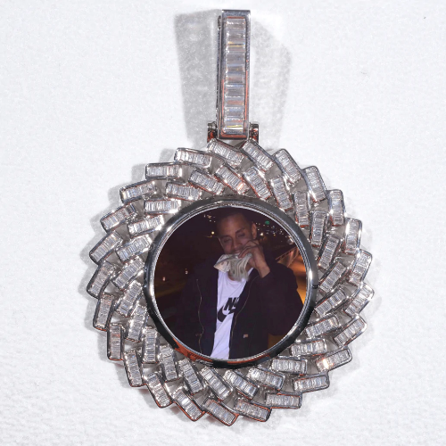 Large 3D Baguette Custom Picture Pendant
