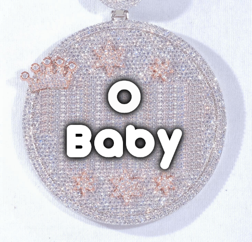 CUSTOM LETTER NECKLACE 3D BIG CROWN DISC
