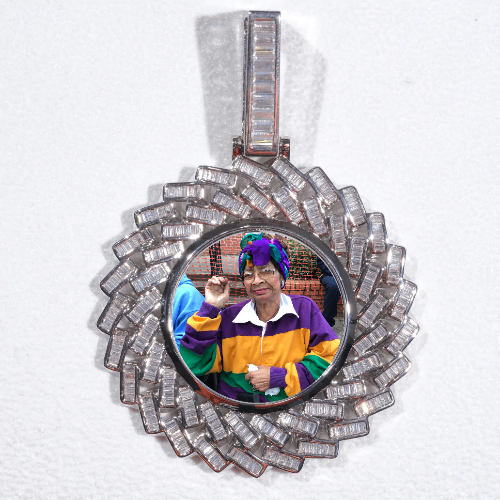 Large 3D Baguette Custom Picture Pendant