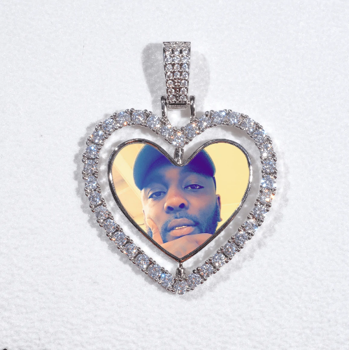 3D Spinning 2-Faced Heart Custom Picture Pendant