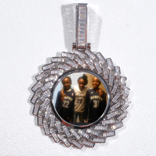 Large 3D Baguette Custom Picture Pendant