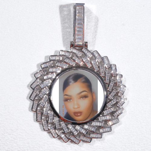 Large 3D Baguette Custom Picture Pendant
