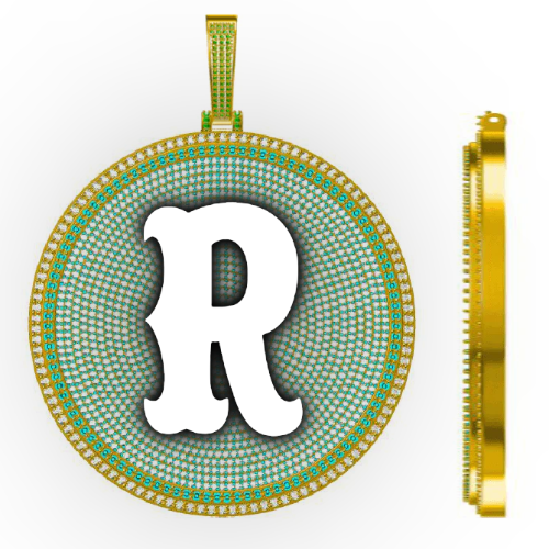 CUSTOM LETTER NECKLACE 3D BIG DISC