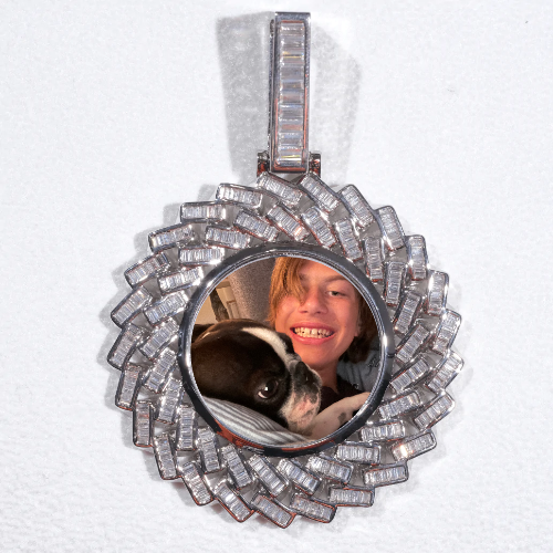 Large 3D Baguette Custom Picture Pendant