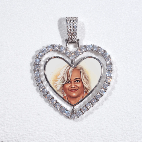 3D Spinning 2-Faced Heart Custom Picture Pendant