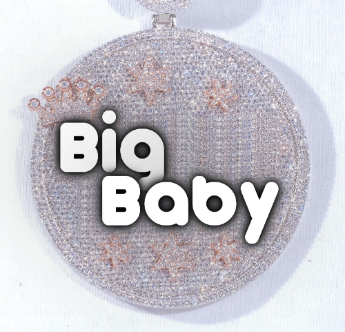 CUSTOM LETTER NECKLACE 3D BIG CROWN DISC