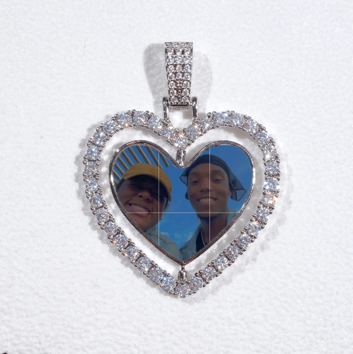 3D Spinning 2-Faced Heart Custom Picture Pendant