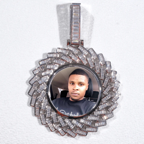 Large 3D Baguette Custom Picture Pendant
