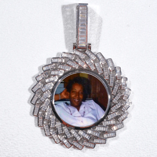 Large 3D Baguette Custom Picture Pendant