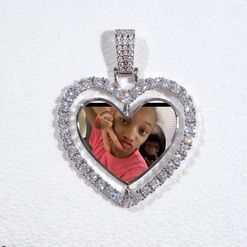 3D Spinning 2-Faced Heart Custom Picture Pendant