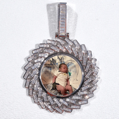 Large 3D Baguette Custom Picture Pendant