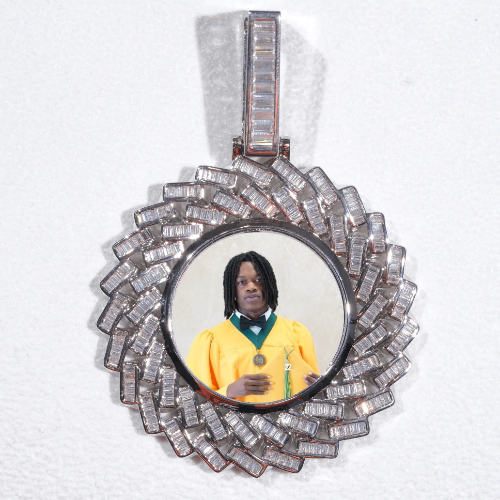 Large 3D Baguette Custom Picture Pendant