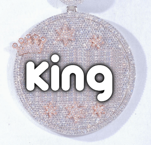 CUSTOM LETTER NECKLACE 3D BIG CROWN DISC