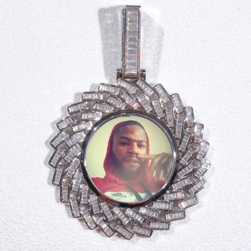 Large 3D Baguette Custom Picture Pendant