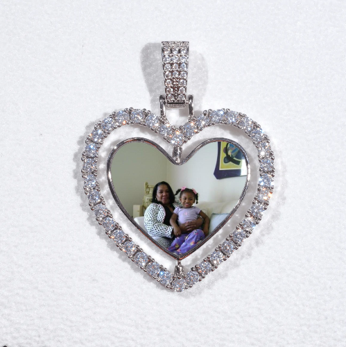 3D Spinning 2-Faced Heart Custom Picture Pendant
