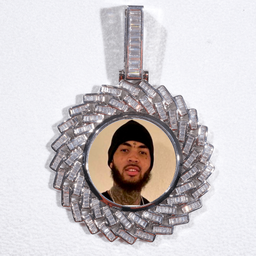 Large 3D Baguette Custom Picture Pendant