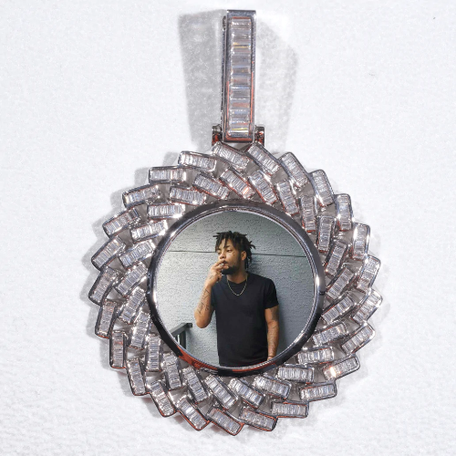 Large 3D Baguette Custom Picture Pendant