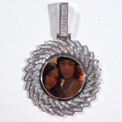 Large 3D Baguette Custom Picture Pendant