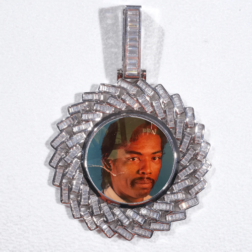 Large 3D Baguette Custom Picture Pendant