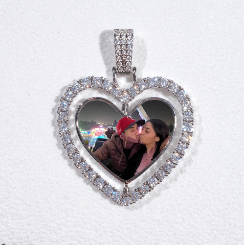 3D Spinning 2-Faced Heart Custom Picture Pendant