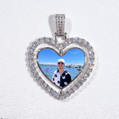 3D Spinning 2-Faced Heart Custom Picture Pendant
