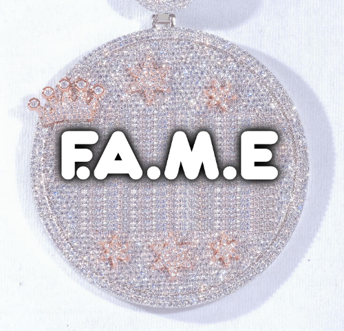 CUSTOM LETTER NECKLACE 3D BIG CROWN DISC