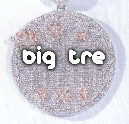 CUSTOM LETTER NECKLACE 3D BIG CROWN DISC