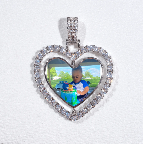 3D Spinning 2-Faced Heart Custom Picture Pendant