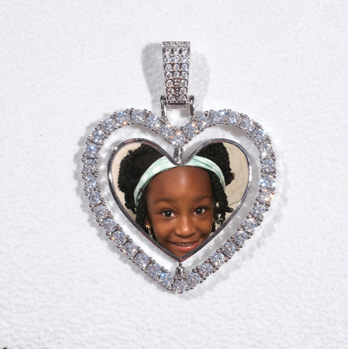 3D Spinning 2-Faced Heart Custom Picture Pendant