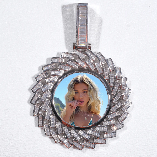 Large 3D Baguette Custom Picture Pendant