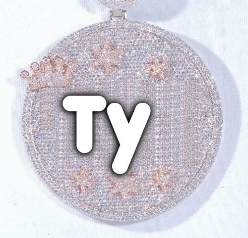 CUSTOM LETTER NECKLACE 3D BIG CROWN DISC