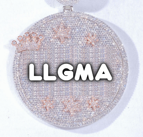 CUSTOM LETTER NECKLACE 3D BIG CROWN DISC