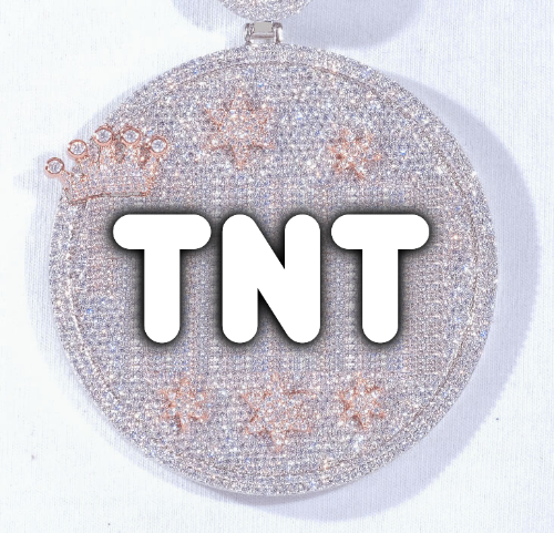 CUSTOM LETTER NECKLACE 3D BIG CROWN DISC
