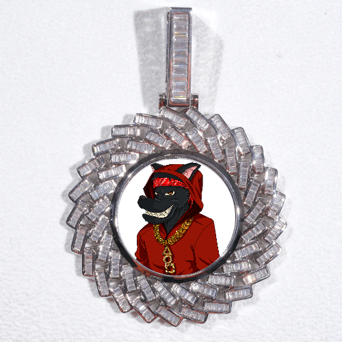 Large 3D Baguette Custom Picture Pendant