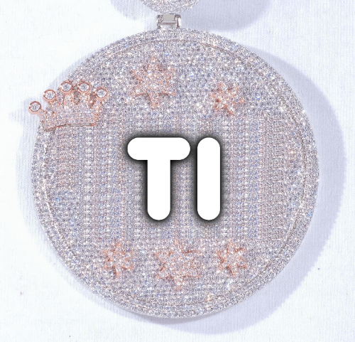 CUSTOM LETTER NECKLACE 3D BIG CROWN DISC