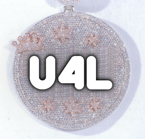 CUSTOM LETTER NECKLACE 3D BIG CROWN DISC