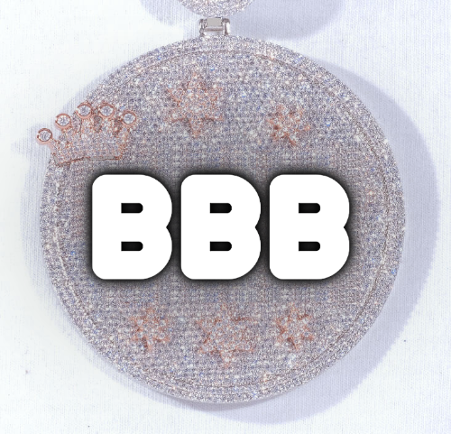 CUSTOM LETTER NECKLACE 3D BIG CROWN DISC