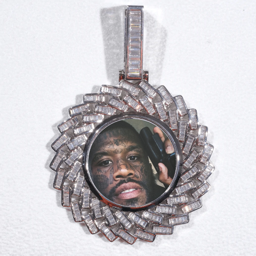 Large 3D Baguette Custom Picture Pendant